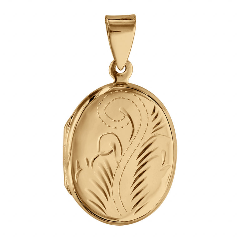 Pendentif mode motif gravé ovale en vermeil