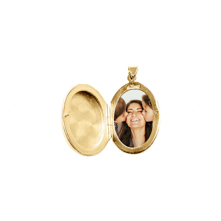 Pendentif mode motif gravé ovale en vermeil