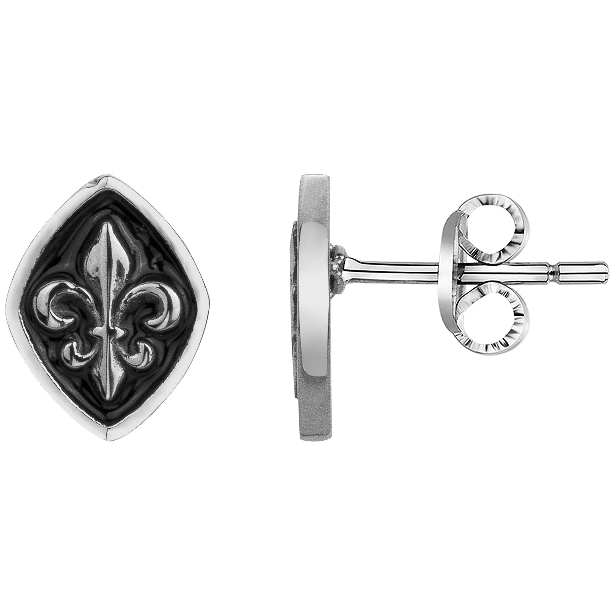PHEBUS Pendientes Flor de Lis Hombre Acero 316L 87-0056