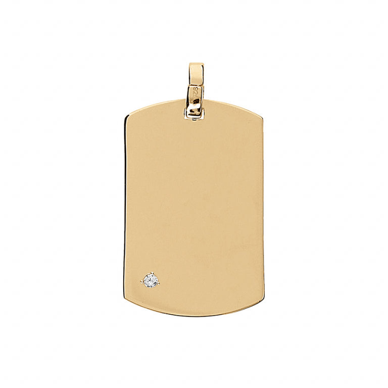 Pendentif à graver plaque en vermeil avec oxyde blanc