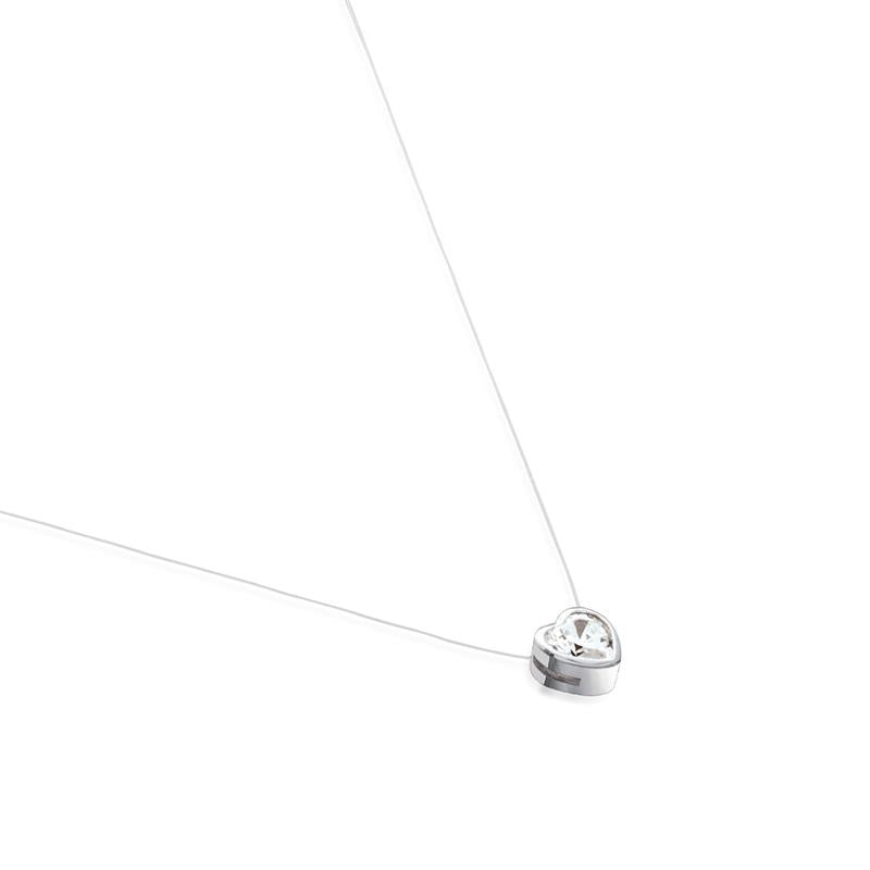Nylon Thread - Heart - Silver - Necklace