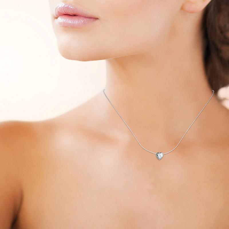 Nylonfaden - Herz - Silber - Halskette
