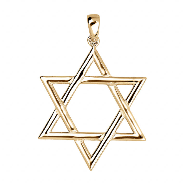 Pendentif mode étoile de David en vermeil avec finition polie