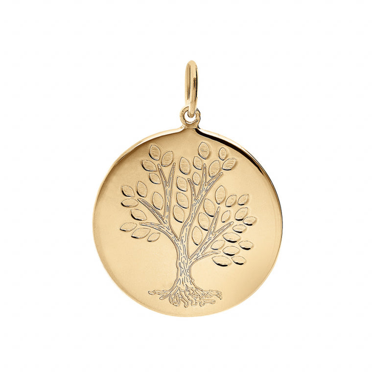 Pendentif mode arbre de vie en vermeil gravé
