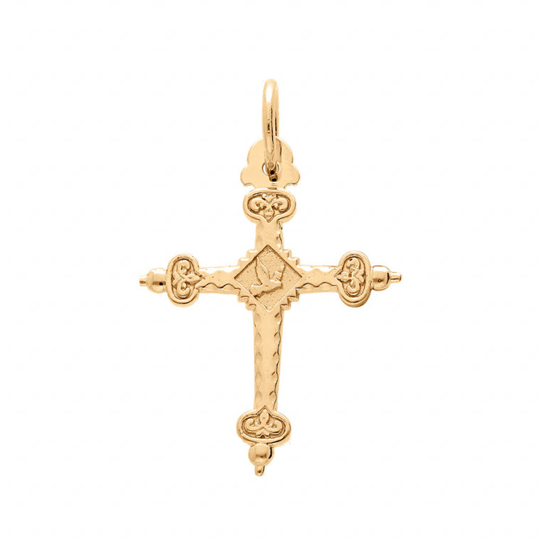 Pendentif croix de Savoie en vermeil doré avec motif ciselé