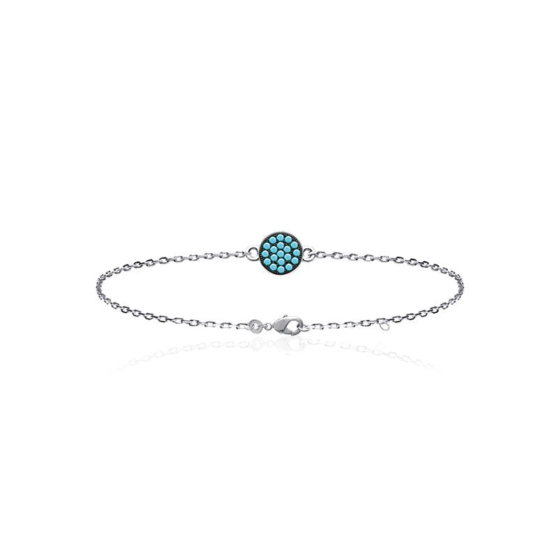 Blaues Medaillon – Armband – Silber