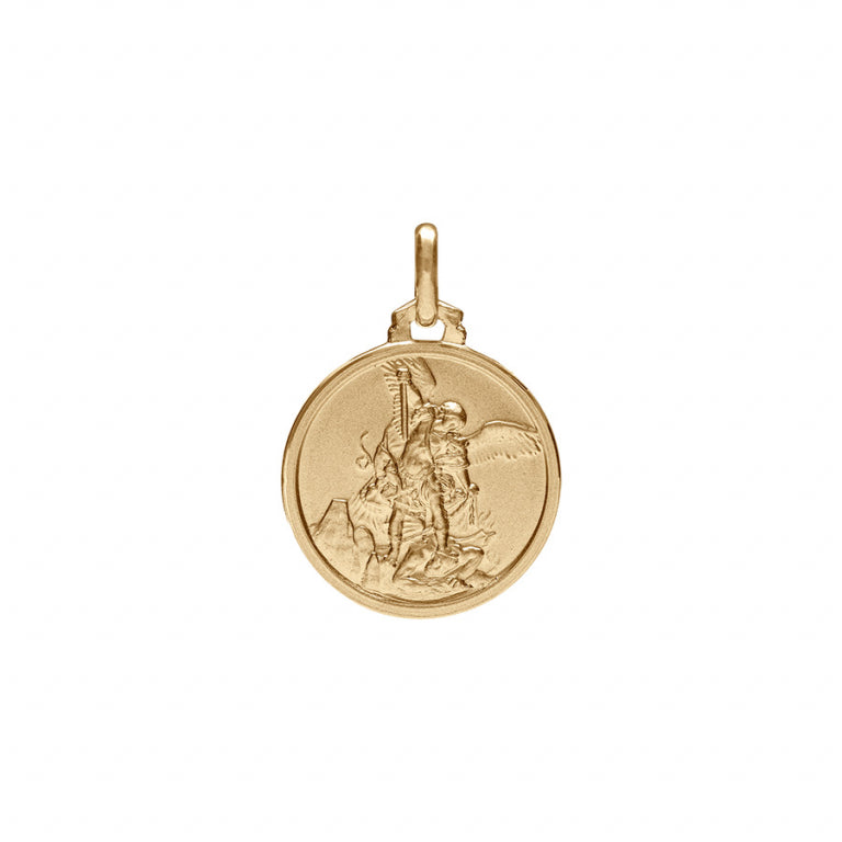 Médaille Saint Michel en vermeil détail motif 18mm