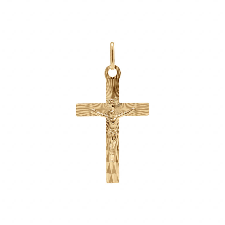 Pendentif mode Jésus sur croix diamanté en vermeil