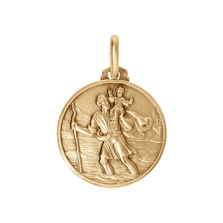 Médaille Saint Christophe satinée en vermeil