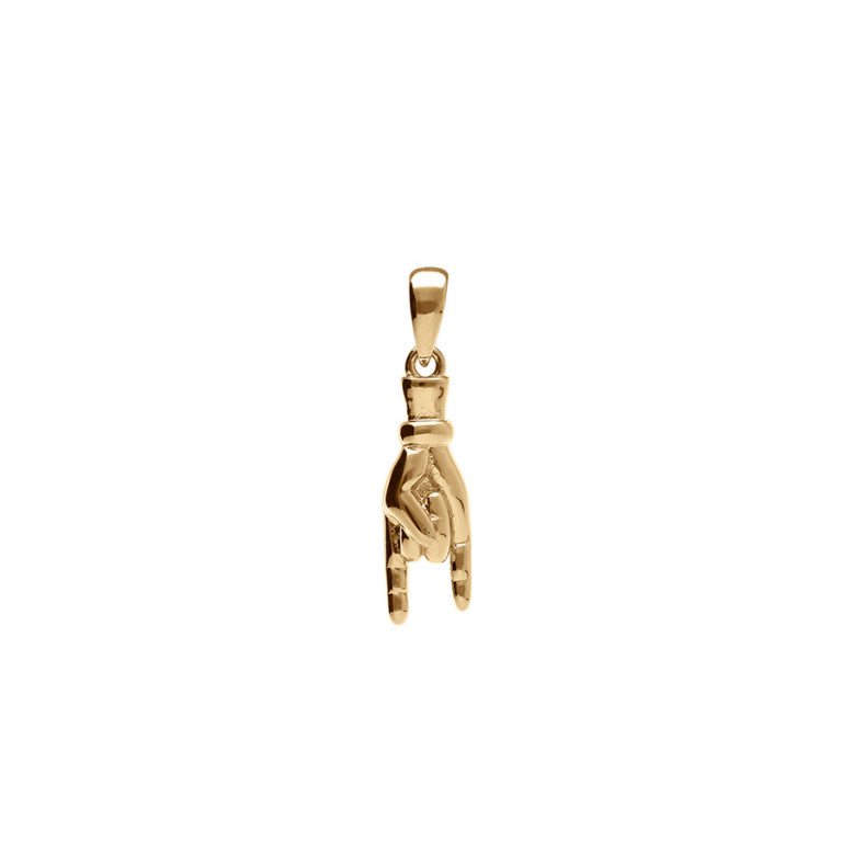 Pendentif mode main porte bonheur en vermeil, finition polie