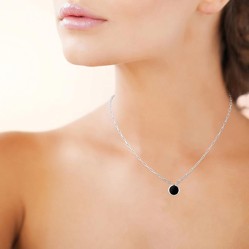Pendant - Black Agate - Necklace - Silver
