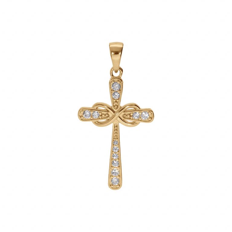 Pendentif mode croix oxydes en vermeil