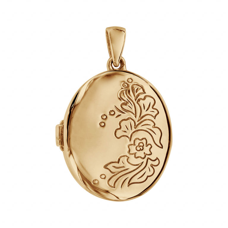 Pendentif mode motif fleur ovale en vermeil