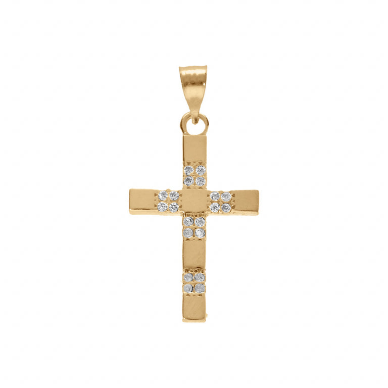 Pendentif croix oxydes en vermeil doré 20x10mm