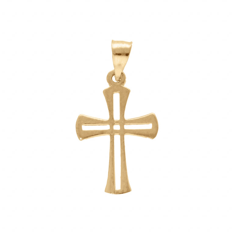 Pendentif mode croix ajourée en vermeil 15x10mm