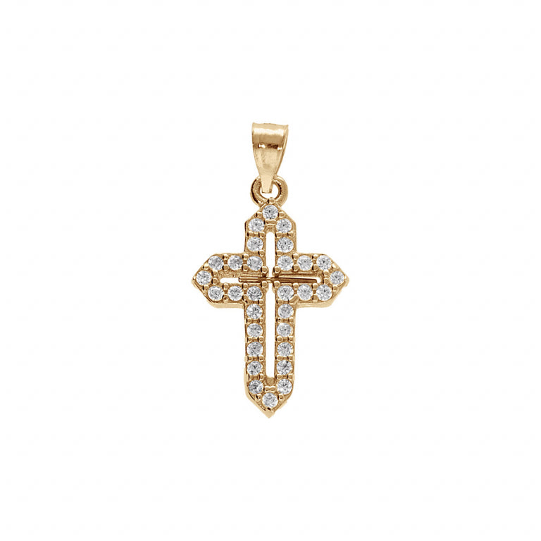 Pendentif croix en vermeil avec oxydes blancs – bijou élégant