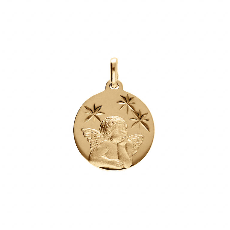 Pendentif étoile avec ange en vermeil diamanté