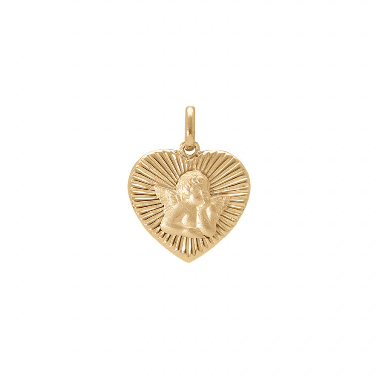 Pendentif cœur diamanté avec ange en vermeil