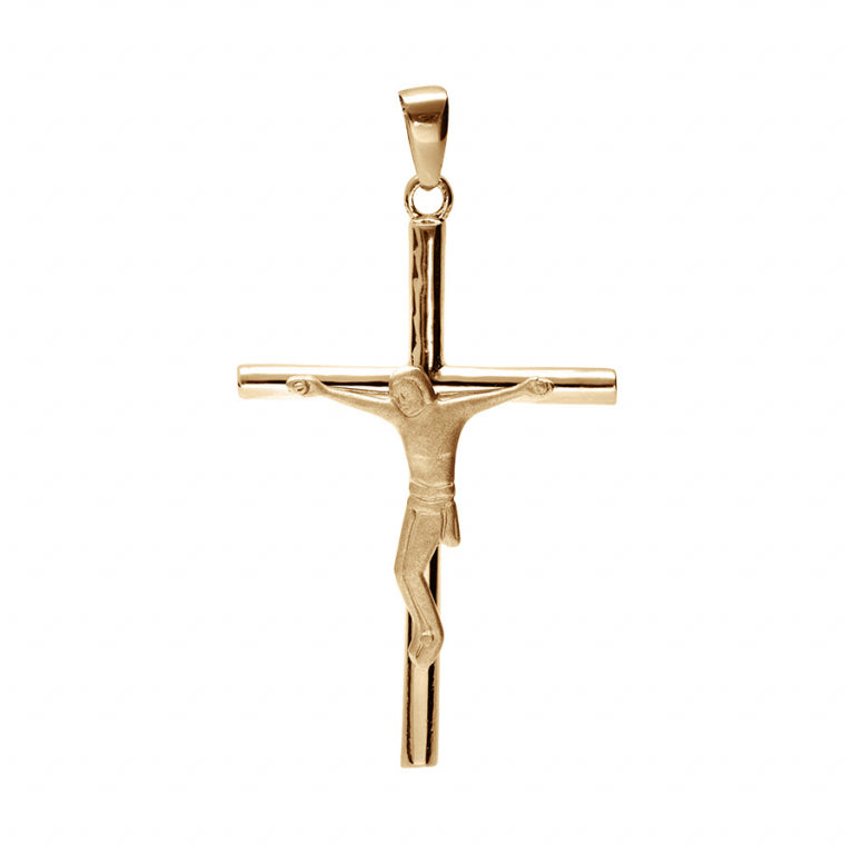 Pendentif croix avec Christ en vermeil finition polie