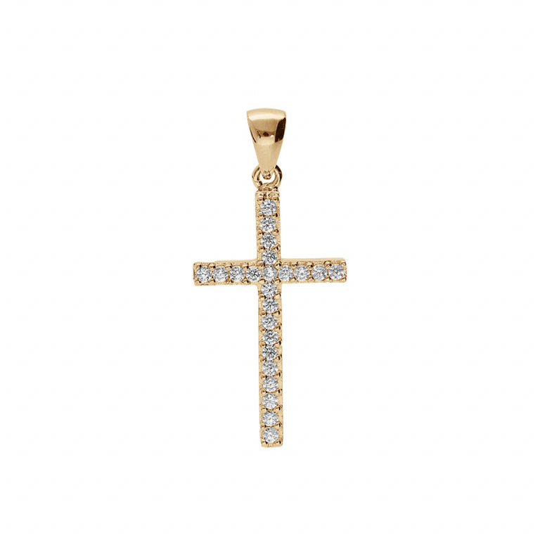 Pendentif croix en vermeil avec oxydes blancs