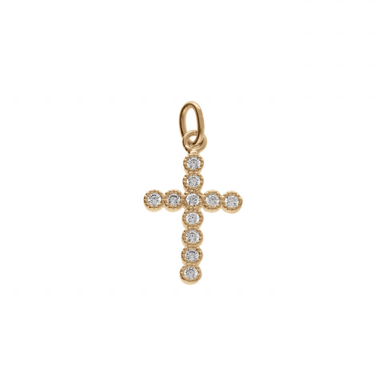Pendentif petite croix en vermeil avec oxydes de zirconium blancs
