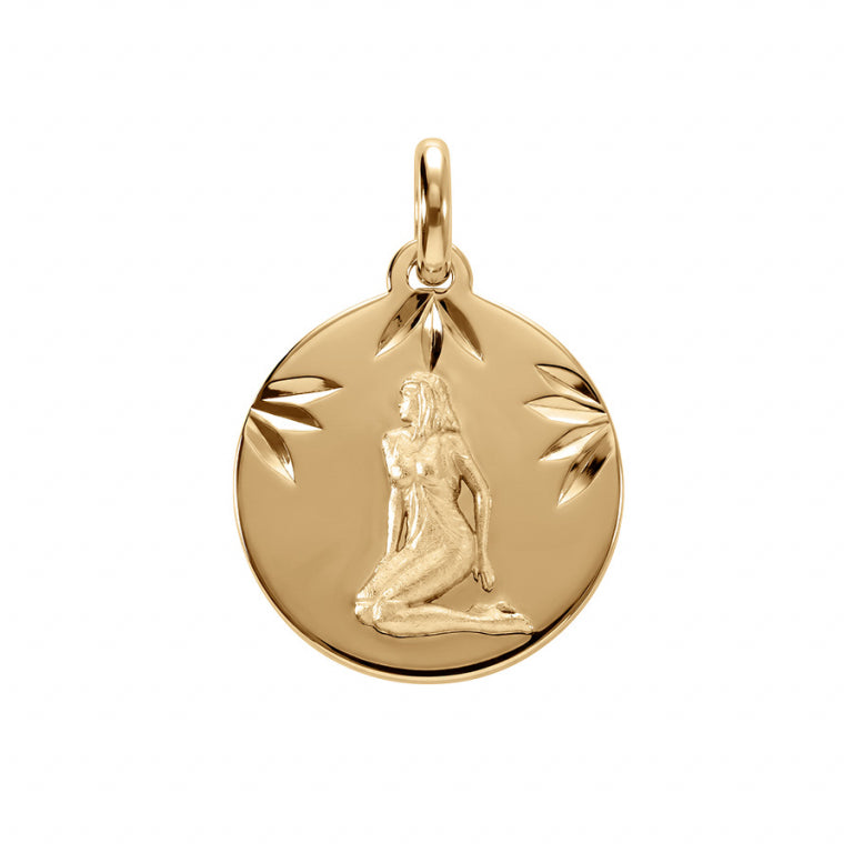 Pendentif médaille zodiaque Vierge en vermeil diamanté