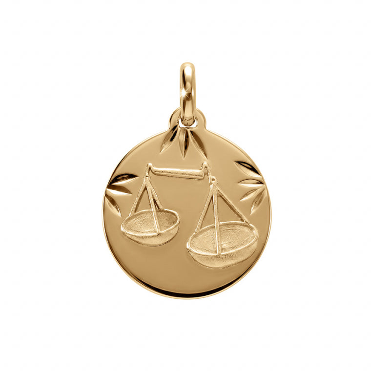 Pendentif mode balance zodiaque en vermeil finition diamantée