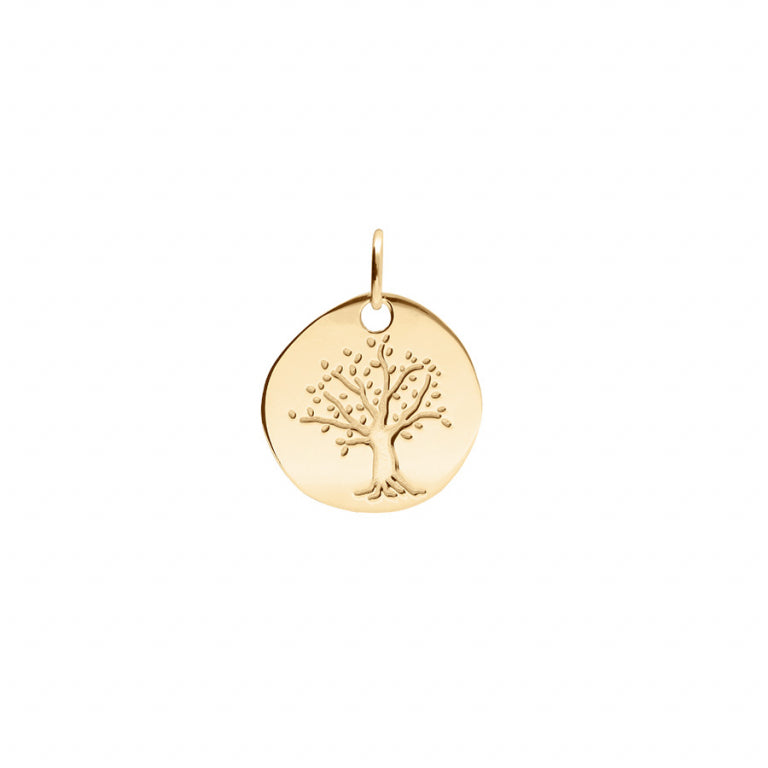 Pendentif mode arbre de vie en vermeil sous forme de galet