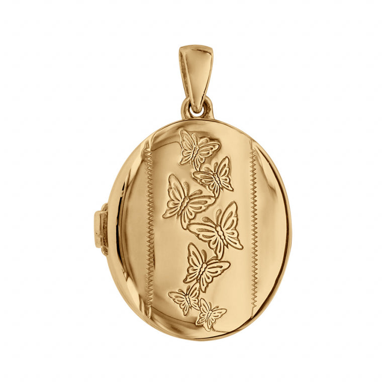 Pendentif mode motif papillon en vermeil ovale