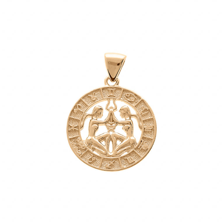Pendentif mode zodiaque Gémeaux en vermeil