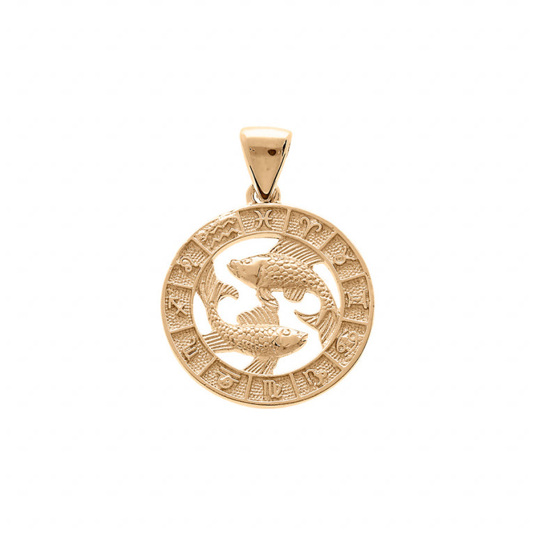 Pendentif mode zodiaque poissons en vermeil avec finition polie