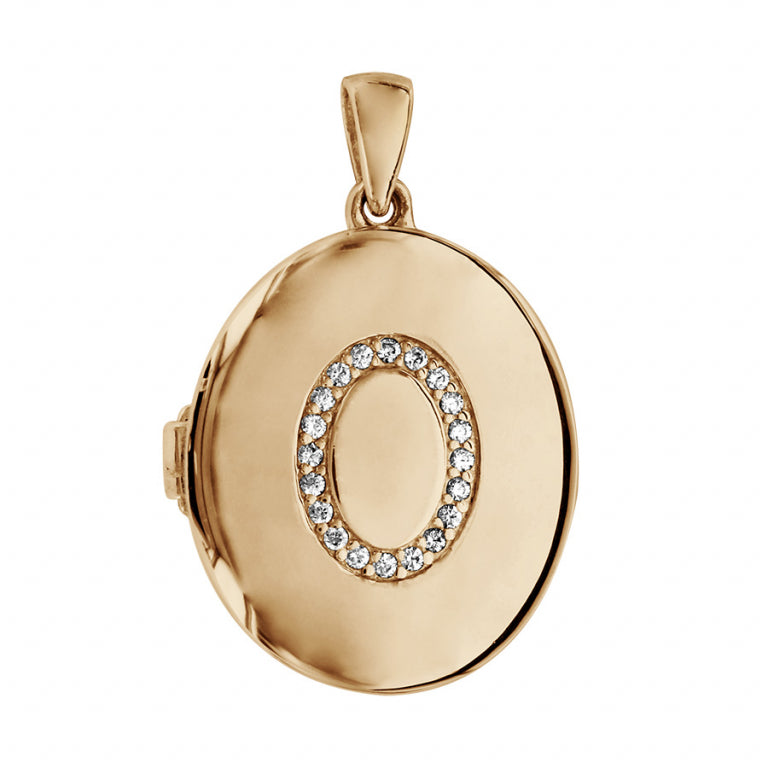 Pendentif mode ovale en vermeil avec oxydes blancs