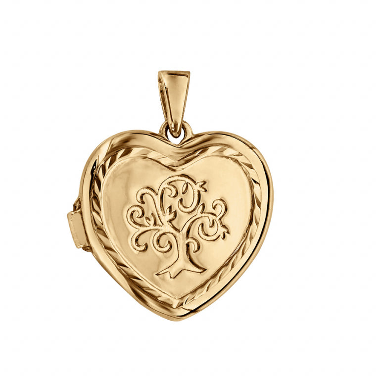 Pendentif cœur avec arbre de vie en vermeil élégant