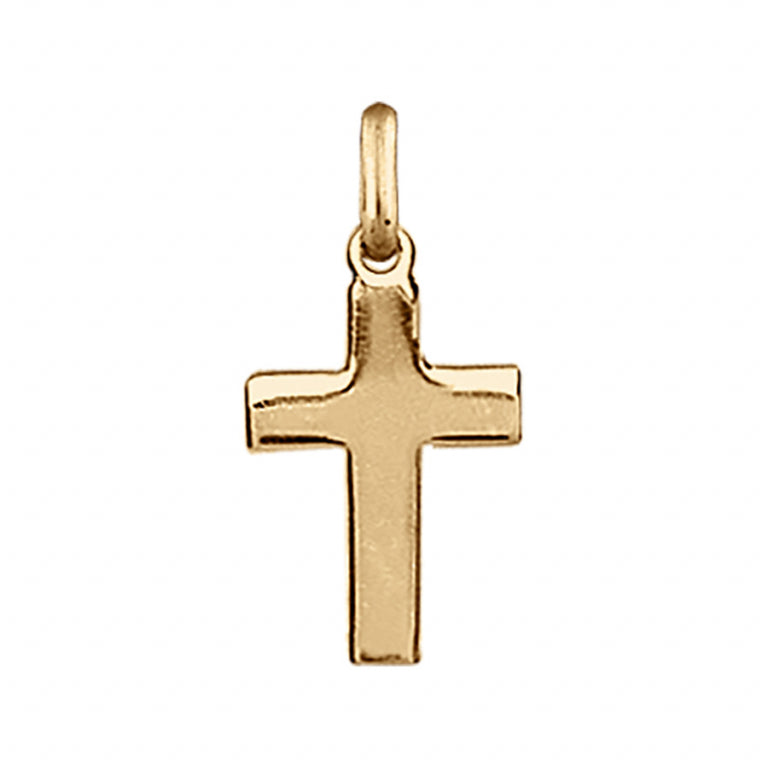 Pendentif croix plate en vermeil fin et lumineux