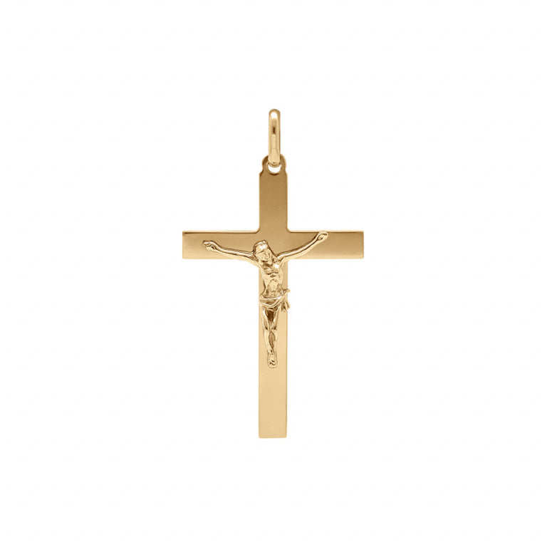 Pendentif mode Jesus sur croix en vermeil poli