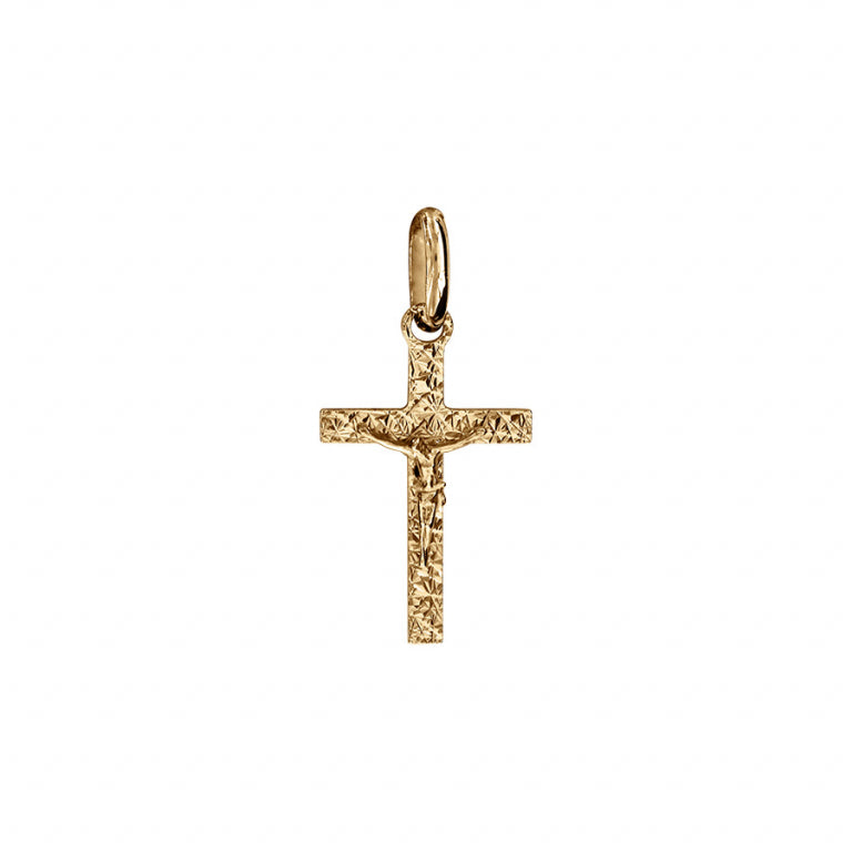 Pendentif Jésus sur croix petit modèle en vermeil diamanté