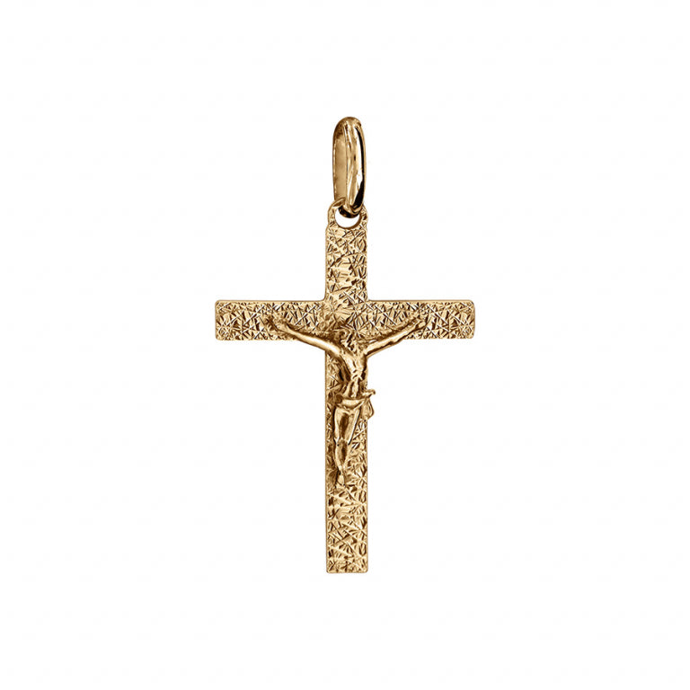 Pendentif Jésus sur croix en vermeil avec finition diamante