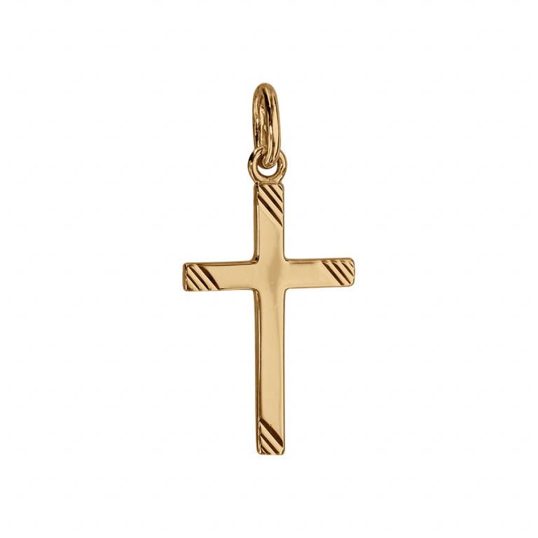 Pendentif croix striée en vermeil
