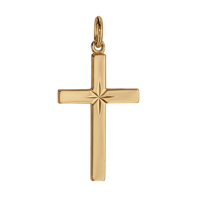 Pendentif croix diamante étoile en vermeil polie