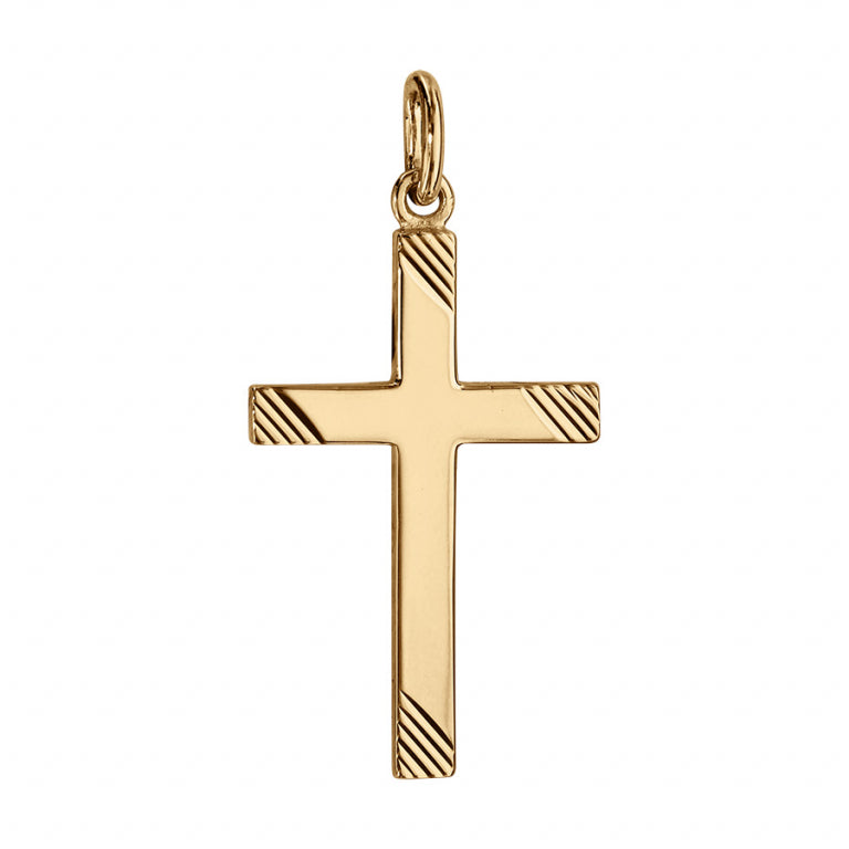 Pendentif croix striée en vermeil grand modèle