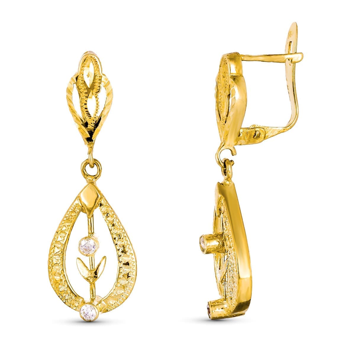 Pendientes Cubanos Oro Amarillo 18K Cierre Catalán