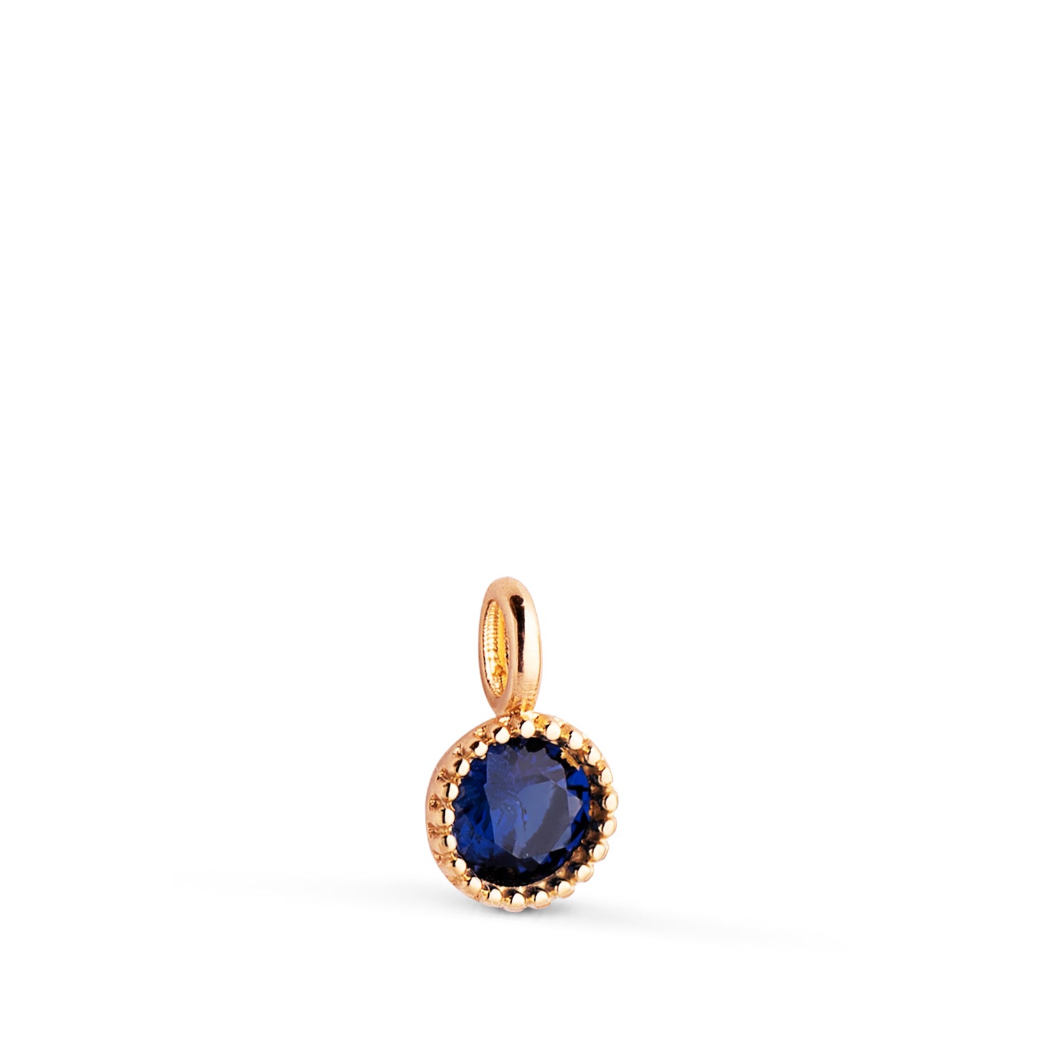 Pendentif en Or Jaune 18K Pierres Rondes Bleues Taille des Perles : 8,5 X 5MM