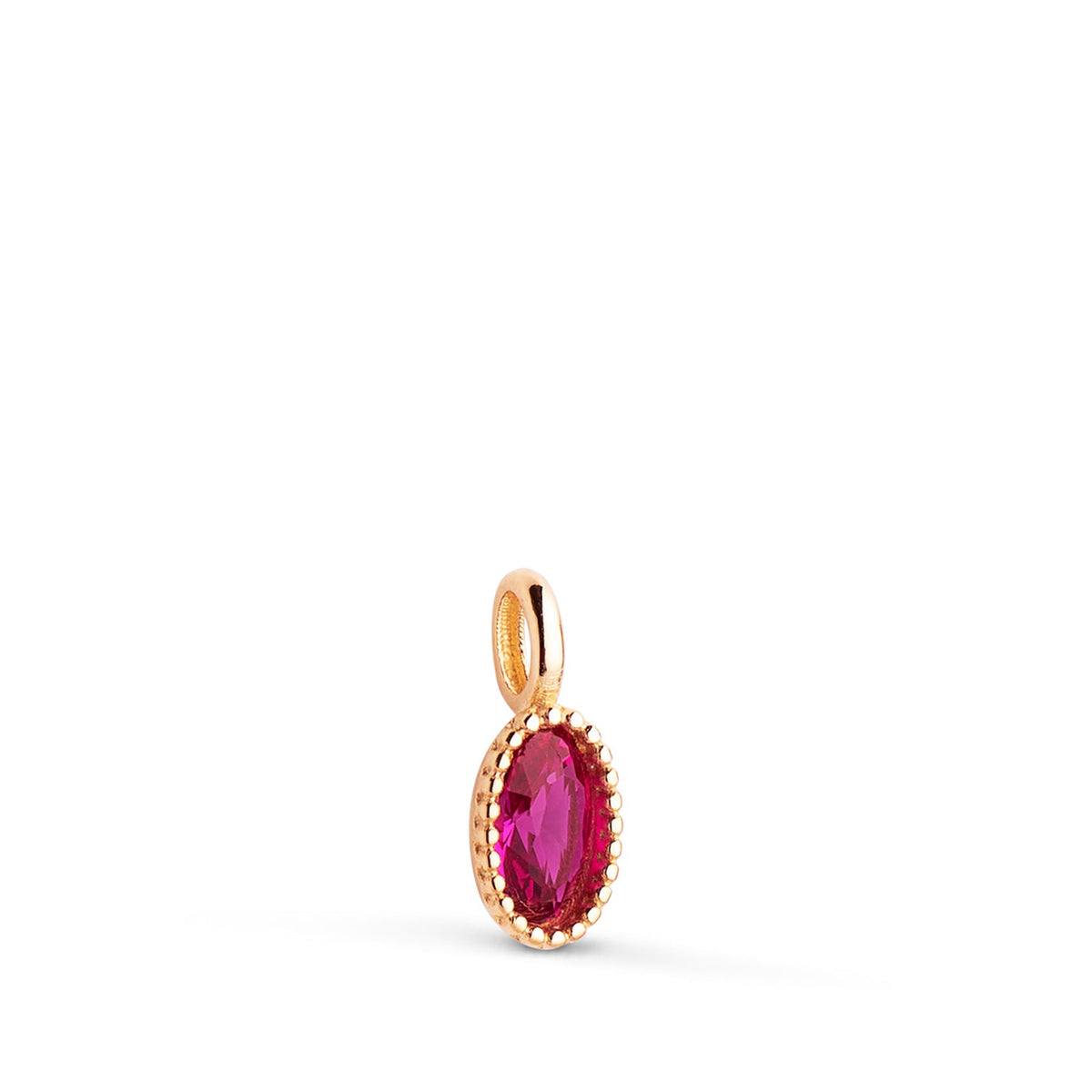 Pendentif ovale bordure perlée – Or jaune 18 carats – Rouge