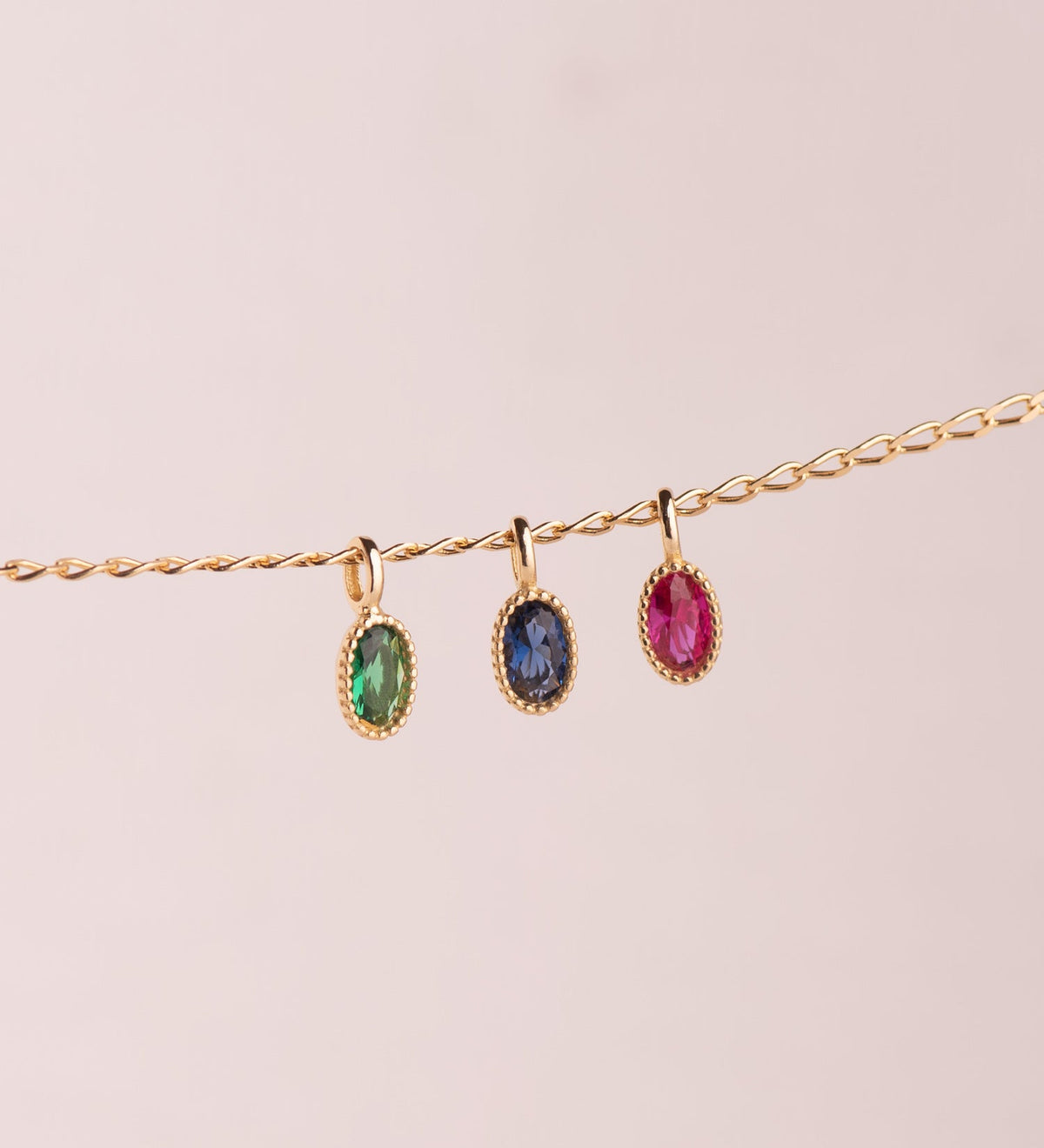Pendentif ovale bordure perlée – Or jaune 18 carats – Vert, vue 2