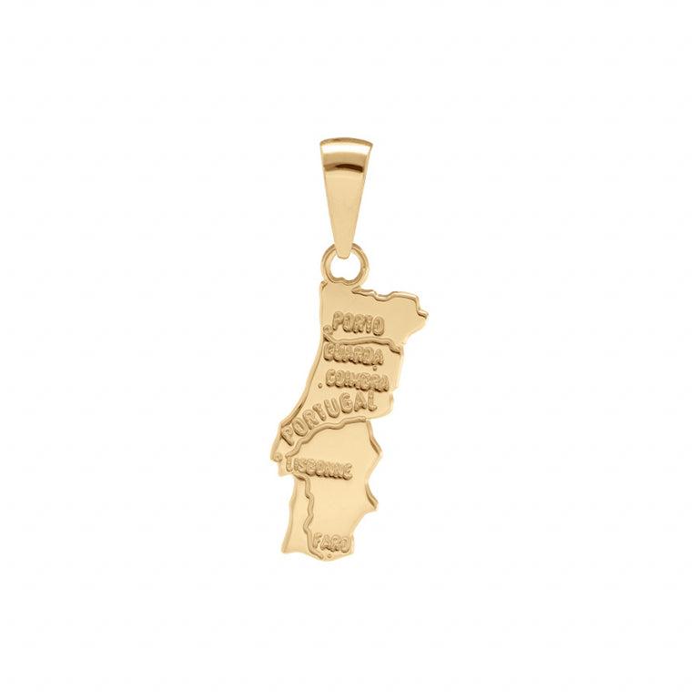 Pendentif mode carte Portugal en plaqué or