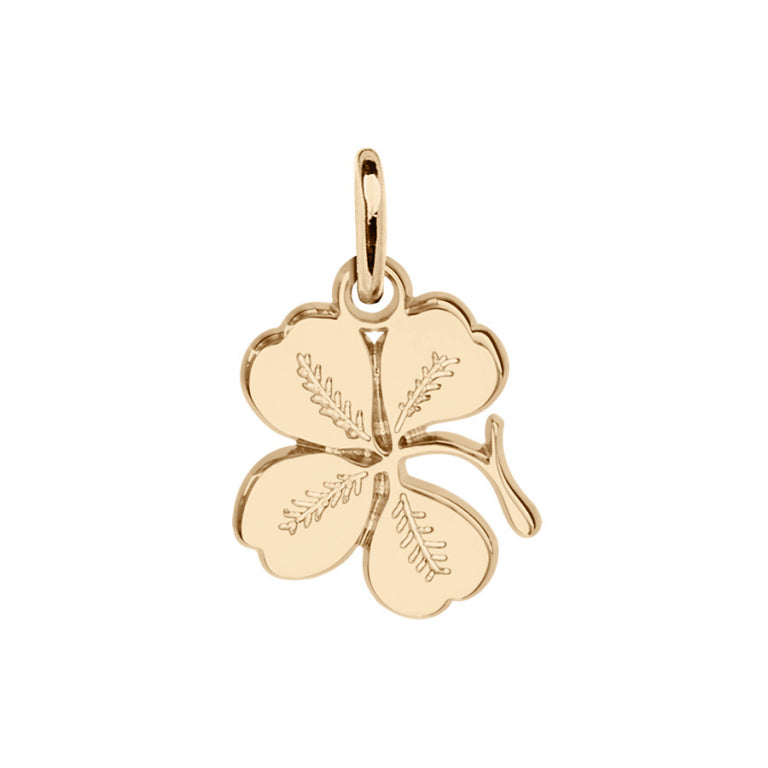 Pendentif mode trèfle 4 feuilles en plaqué or motif naturel