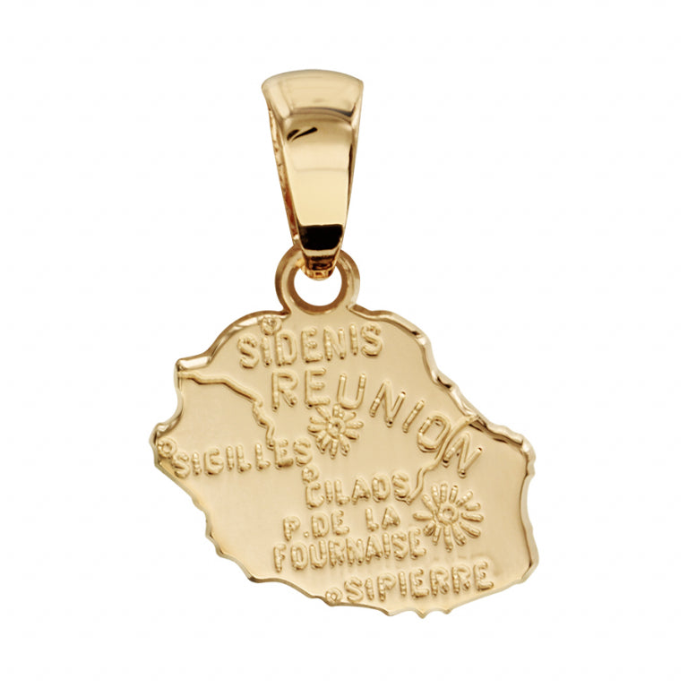 Pendentif carte Réunion en plaqué or bijou mode