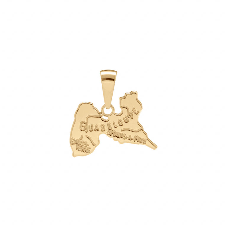 Pendentif mode carte Guadeloupe en Plaqué Or