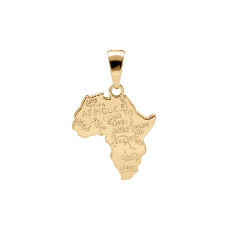 Pendentif mode carte Afrique en plaqué or