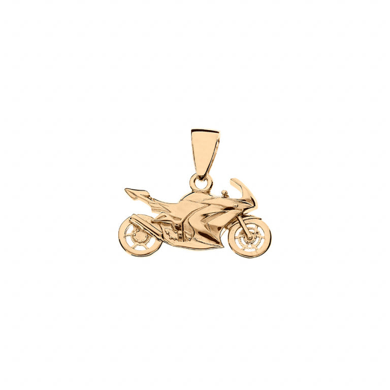 Pendentif moto de route en plaqué or au design fin et élégant
